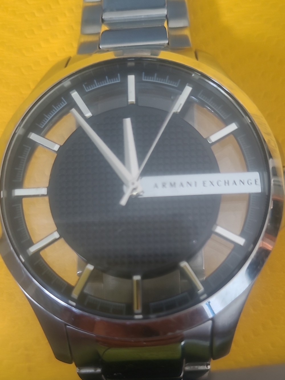 Armani Exchange Black Dial Stainless Steel Bracelet Watch